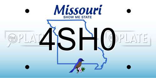4SH0 Missouri License Plate