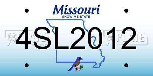 4SL2012 Missouri License Plate