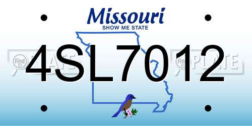 4SL7012 Missouri License Plate