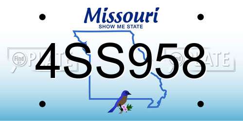 4SS958 Missouri License Plate