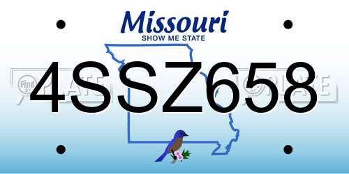 4SSZ658 Missouri License Plate