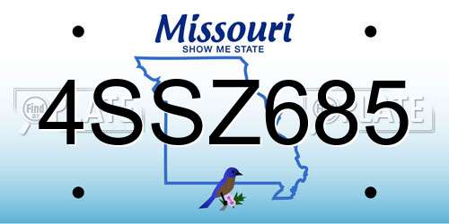 4SSZ685 Missouri License Plate
