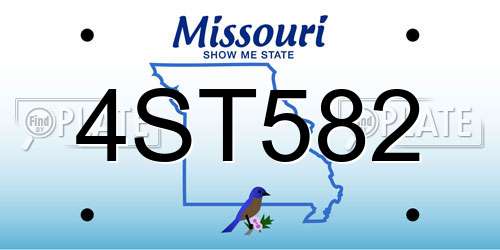 4ST582 Missouri License Plate