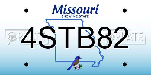4STB82 Missouri License Plate