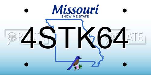 4STK64 Missouri License Plate