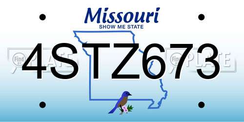 4STZ673 Missouri License Plate