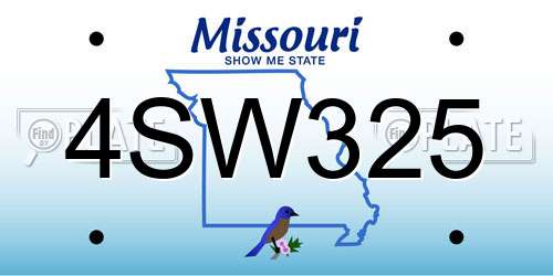 4SW325 Missouri License Plate