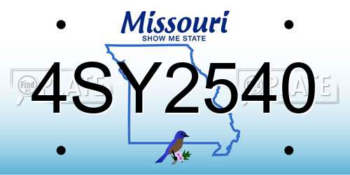 4SY2540 Missouri License Plate