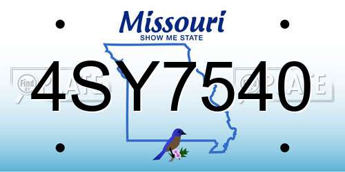 4SY7540 Missouri License Plate