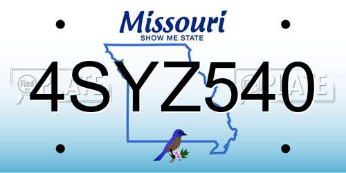 4SYZ540 Missouri License Plate