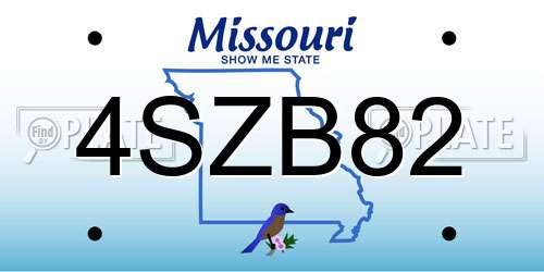 4SZB82 Missouri License Plate