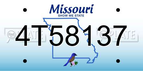 4T58137 Missouri License Plate