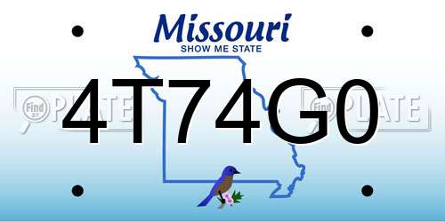 4T74G0 Missouri License Plate