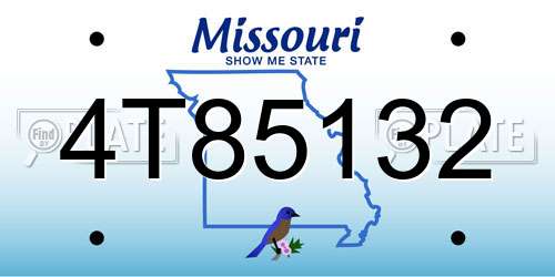 4T85132 Missouri License Plate