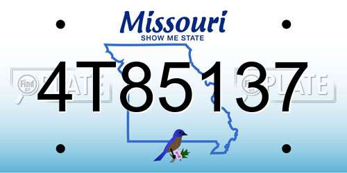 4T85137 Missouri License Plate