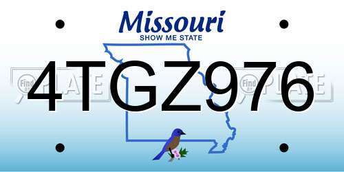 4TGZ976 Missouri License Plate