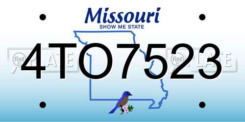 4TO7523 Missouri License Plate