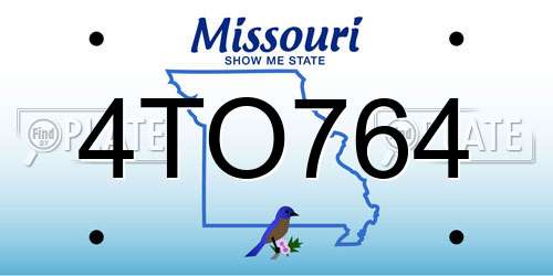 4TO764 Missouri License Plate
