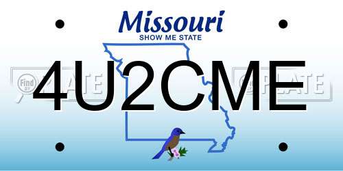 4U2CME Missouri License Plate