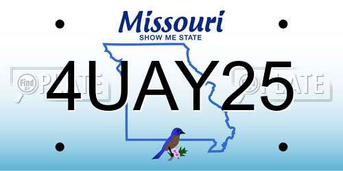 4UAY25 Missouri License Plate
