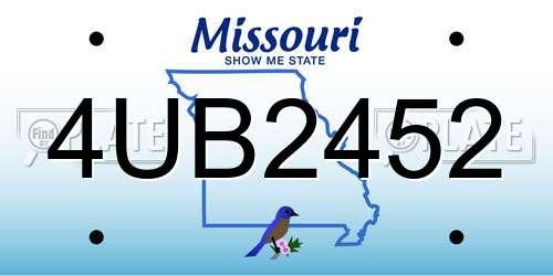 4UB2452 Missouri License Plate