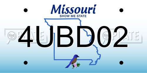 4UBD02 Missouri License Plate
