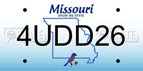 4UDD26 Missouri License Plate