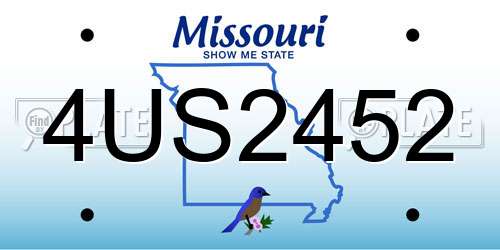 4US2452 Missouri License Plate