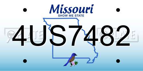 4US7482 Missouri License Plate