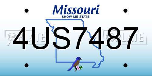 4US7487 Missouri License Plate
