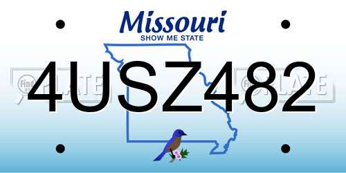 4USZ482 Missouri License Plate