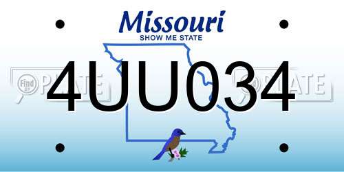 4UU034 Missouri License Plate