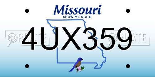 4UX359 Missouri License Plate