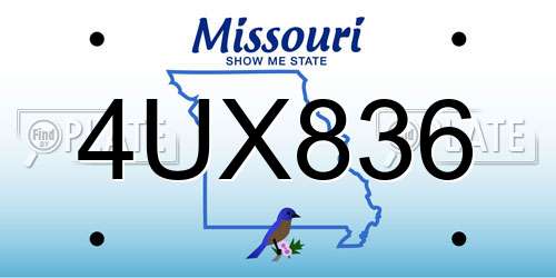 4UX836 Missouri License Plate