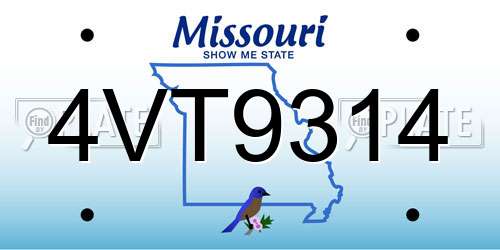 4VT9314 Missouri License Plate