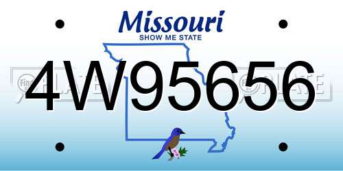 4W95656 Missouri License Plate