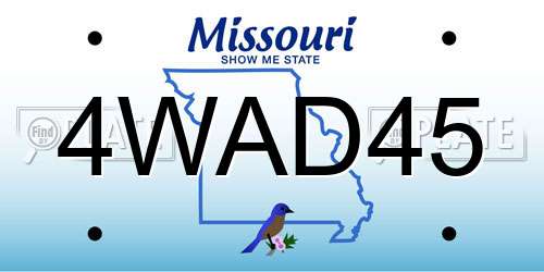 4WAD45 Missouri License Plate