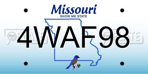 4WAF98 Missouri License Plate