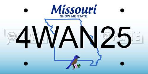 4WAN25 Missouri License Plate