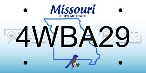 4WBA29 Missouri License Plate