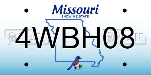 4WBH08 Missouri License Plate