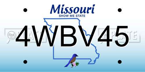 4WBV45 Missouri License Plate