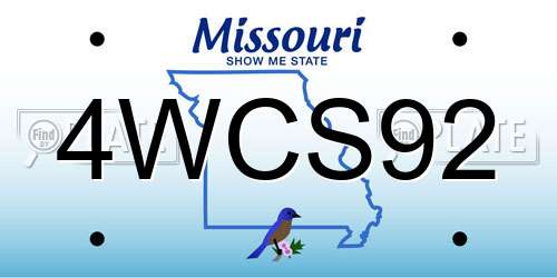 4WCS92 Missouri License Plate