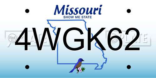 4WGK62 Missouri License Plate