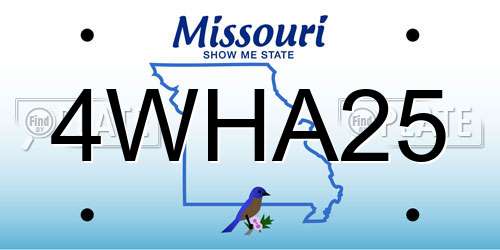 4WHA25 Missouri License Plate