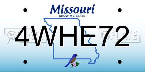 4WHE72 Missouri License Plate