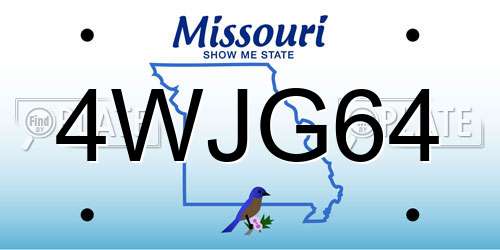 4WJG64 Missouri License Plate