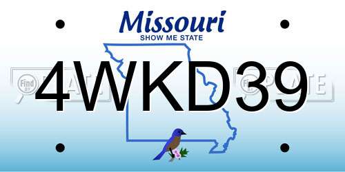 4WKD39 Missouri License Plate