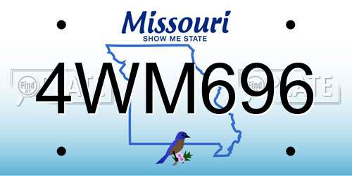 4WM696 Missouri License Plate