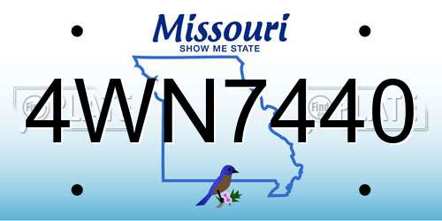 4WN7440 Missouri License Plate